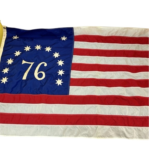 Vtg 1776 76 American USA Nylon Flag Grommets Embroidered Stars and Stripes - Picture 1 of 14